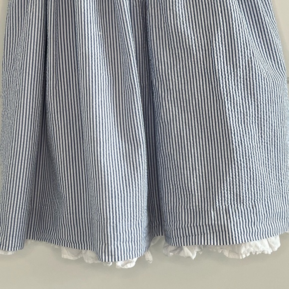Ralph Lauren Girls Blue & White Pinstripe Cotton Seersucker Dress 5 Preppy - Picture 3 of 10